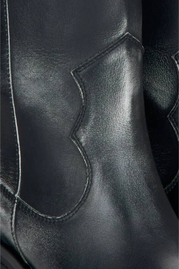 Estro Hoge Zwarte Vintage Cowboy Laarzen voor Dames gemaakt van Italiaans Echt Leer Black Dames