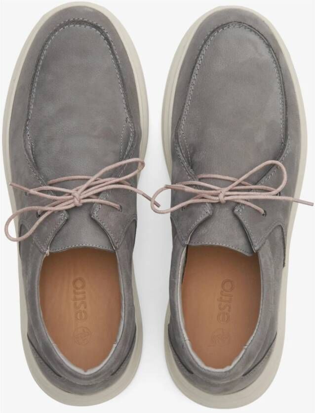 Estro Heren Grijze Loafers gemaakt van Echt Italiaans Velours Er00114393 Gray Heren