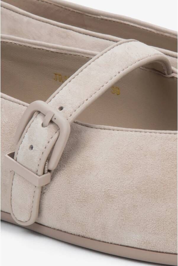Estro Lichtbeige Ballerina`s met Gesp
