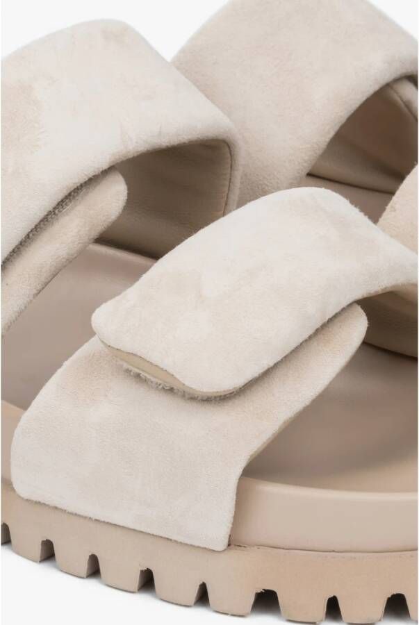 Estro Lichtbeige Velours Slippers
