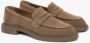 Estro Lichtbruine Penny Loafers voor dames gemaakt van Premium Italiaans Echt Velours Brown Dames - Thumbnail 2