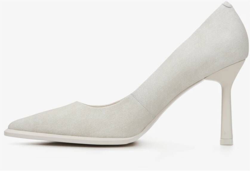 Estro Dames Licht Beige Denim Pumps met een Stabiele Hak Er00114626 Beige Dames