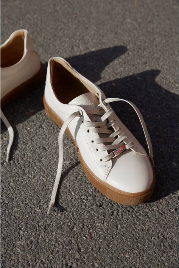 Estro Lichte Beige Echt Leren Platform Sneakers Beige Dames