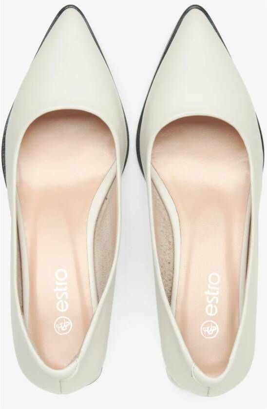 Estro Dames Licht Beige Lage Hakken Pumps gemaakt van Echt Leer Er00115105 Beige Dames