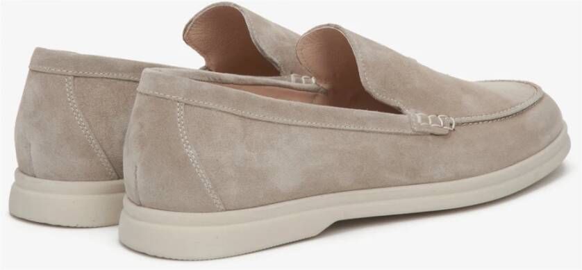 Estro Heren Beige Velours Slip-On Loafers Er00113058 Beige Heren