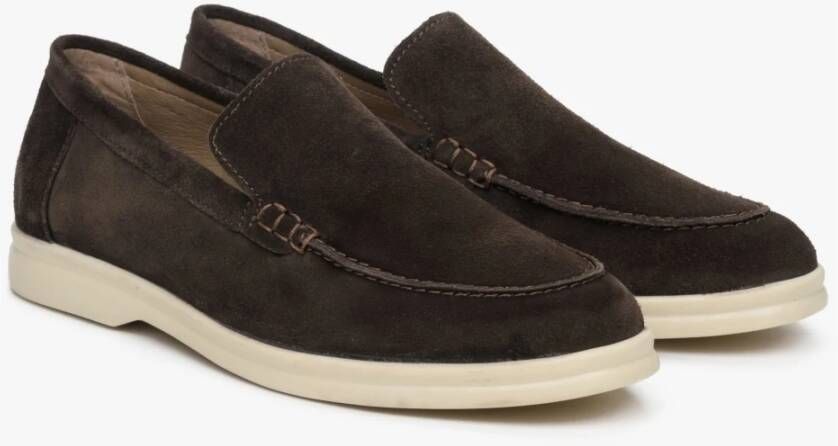 Estro Bruine Suède Loafers Brown Dames