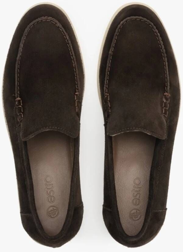 Estro Bruine Suède Loafers Brown Dames