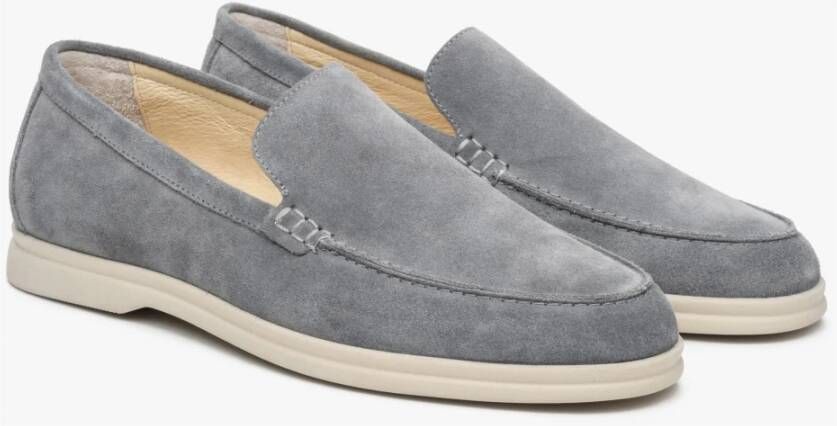 Estro Heren Grijze Velours Loafers voor Lente Er00112920 Gray Heren