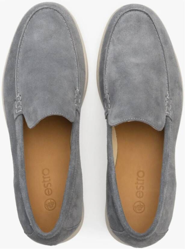 Estro Heren Grijze Velours Loafers voor Lente Er00112920 Gray Heren