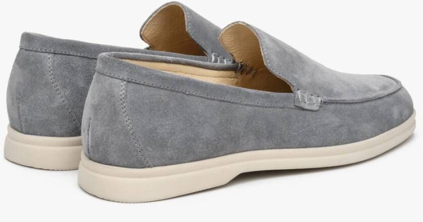 Estro Heren Grijze Velours Loafers voor Lente Er00112920 Gray Heren