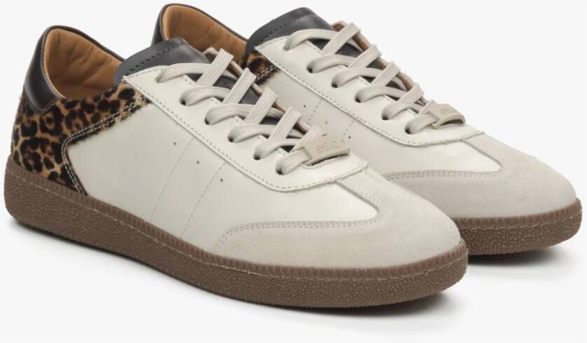 Estro Dames Beige Luipaardprint Sneakers gemaakt van Italiaans Echt Leer Er00115840 Multicolor Dames
