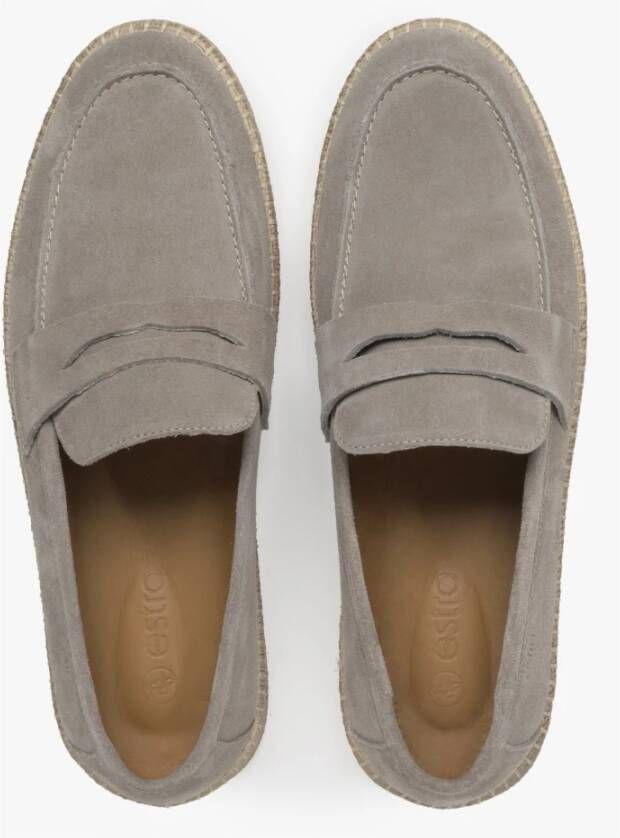 Estro Heren Beige Mocassins gemaakt van Echt Italiaans Velours Er00114999 Beige Heren