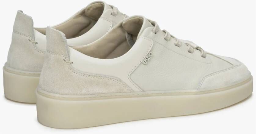 Estro Dames Beige Lage Top Sneakers gemaakt van Echt Italiaans Leer en Velours Er00114891 Beige Dames