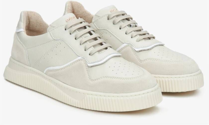 Estro Dames Beige & Milky Sneakers gemaakt van Italiaans Echt Velours Er00114765 Beige Dames