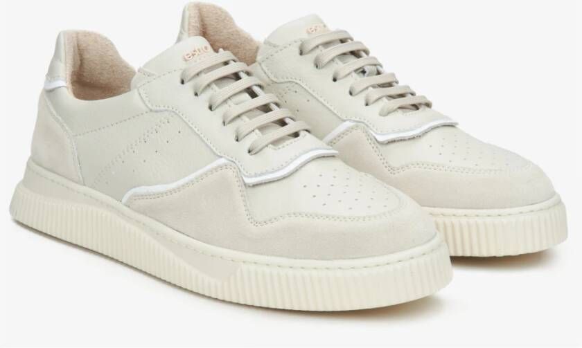 Estro Luxe Beige Velours Sneakers Beige Dames