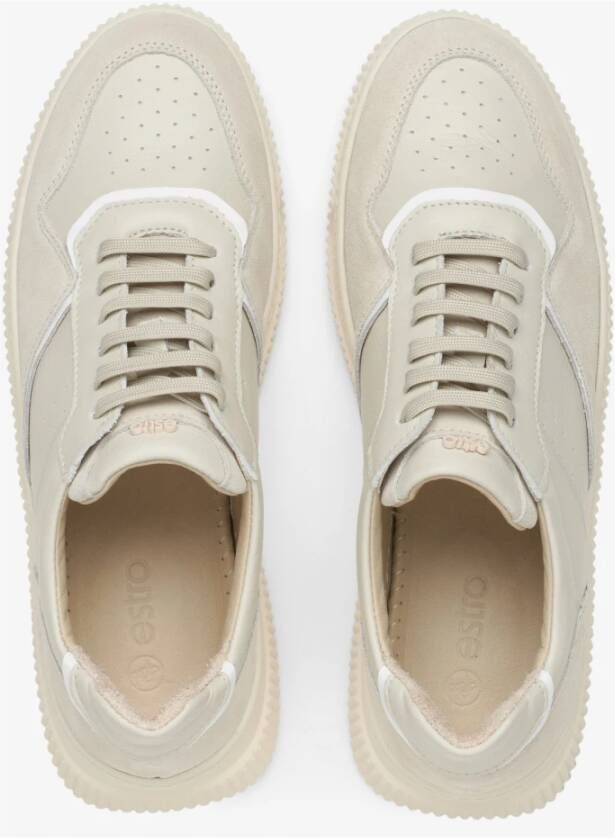 Estro Dames Beige & Milky Sneakers gemaakt van Italiaans Echt Velours Er00114765 Beige Dames