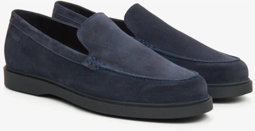 Estro Heren Donkerblauwe Loafers gemaakt van Premium Italiaans Echt Velours Er00115835 Blue Heren