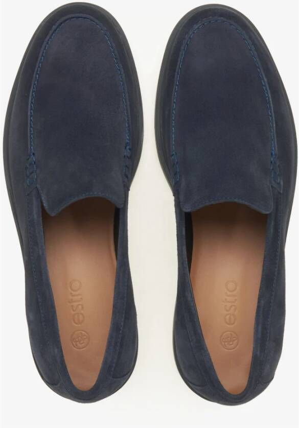 Estro Heren Donkerblauwe Loafers gemaakt van Premium Italiaans Echt Velours Er00115835 Blue Heren