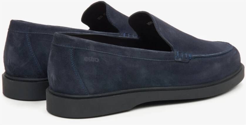 Estro Heren Donkerblauwe Loafers gemaakt van Premium Italiaans Echt Velours Er00115835 Blue Heren