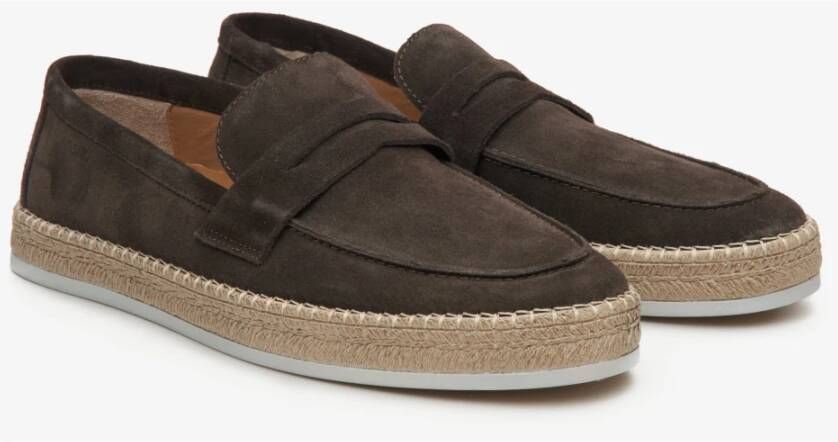 Estro Heren Donkerbruine Mocassins gemaakt van Echt Italiaans Velours Er00115090 Brown Heren