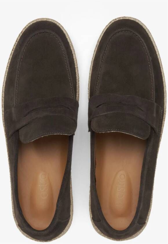 Estro Heren Donkerbruine Mocassins gemaakt van Echt Italiaans Velours Er00115090 Brown Heren