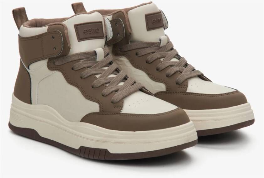 Estro Dames Beige & Bruin Leren High-Top Sneakers Er00114190 Multicolor Dames