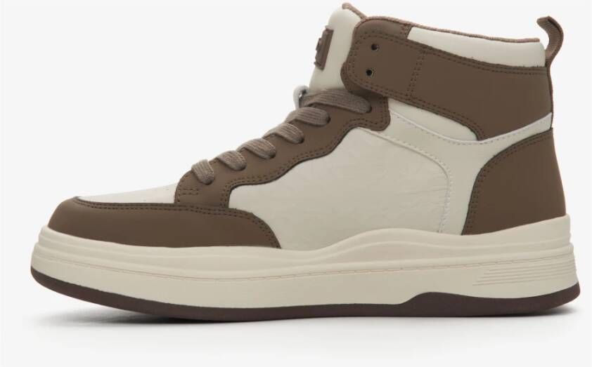 Estro Dames Beige & Bruin Leren High-Top Sneakers Er00114190 Multicolor Dames