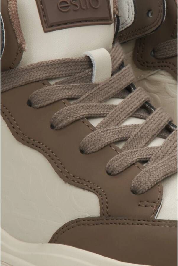 Estro Dames Beige & Bruin Leren High-Top Sneakers Er00114190 Multicolor Dames