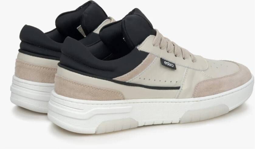 Estro Dames Beige & Zwarte Platform Sneakers gemaakt van Leer en Velours Er00115638 Multicolor Dames