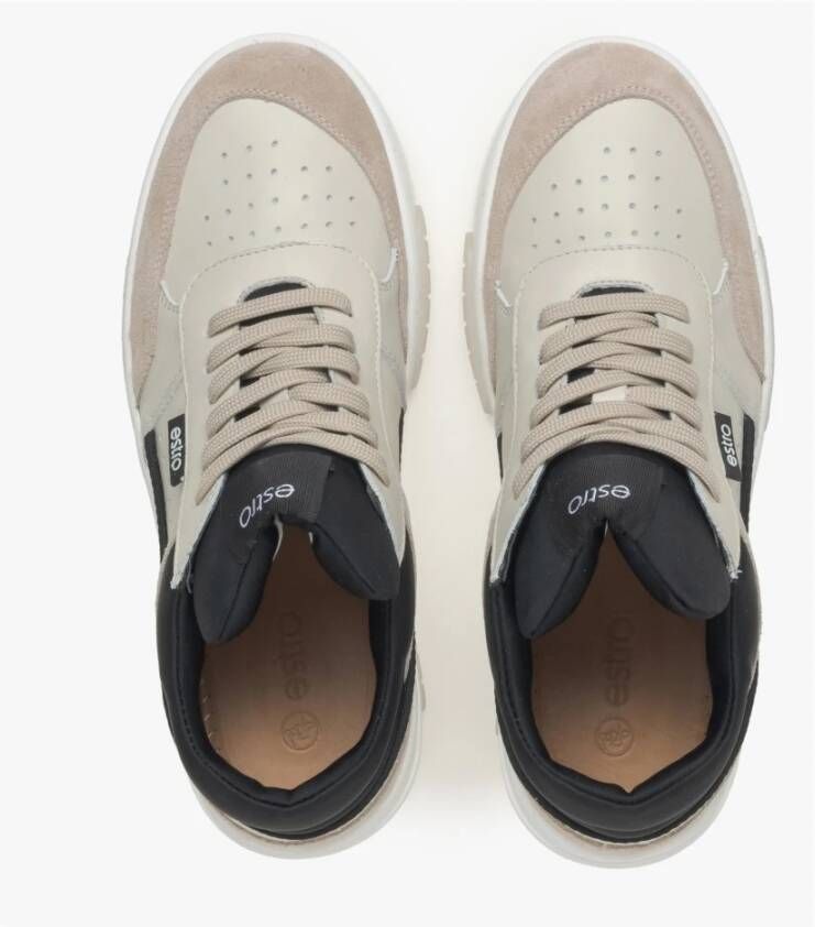 Estro Dames Beige & Zwarte Platform Sneakers gemaakt van Leer en Velours Er00115638 Multicolor Dames