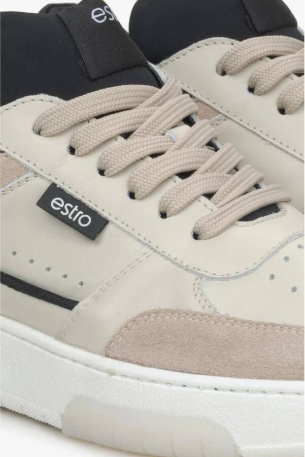 Estro Dames Beige & Zwarte Platform Sneakers gemaakt van Leer en Velours Er00115638 Multicolor Dames