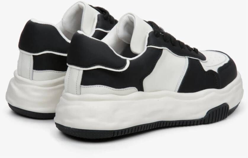 Estro Dames Zwart & Wit Laag-Top Sneakers gemaakt van Echt Leer Er00113581 Black Dames