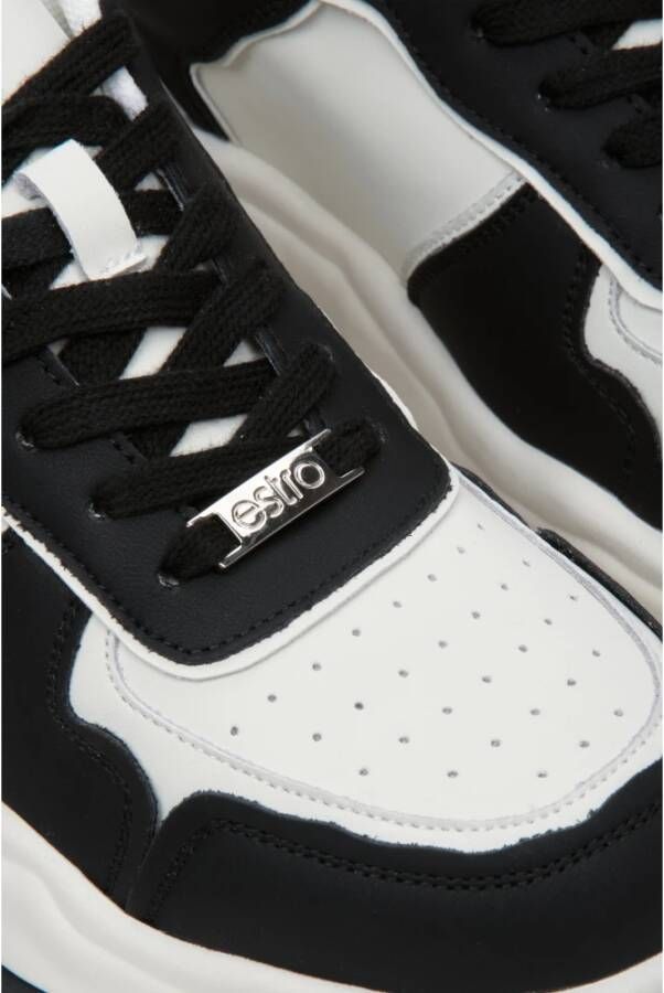 Estro Dames Zwart & Wit Laag-Top Sneakers gemaakt van Echt Leer Er00113581 Black Dames