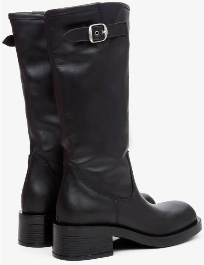 Estro Dames Zwarte Laarzen gemaakt van Italiaans Echt Leer met een Stabiele Hak Er00113611 Black Dames