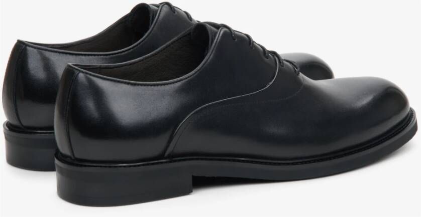Estro Luxe Zwarte Leren Oxford Schoenen Black Heren