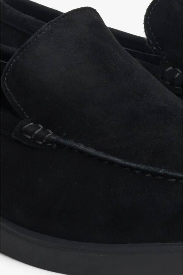 Estro Luxe Zwarte Velours Winter Loafers Black Heren