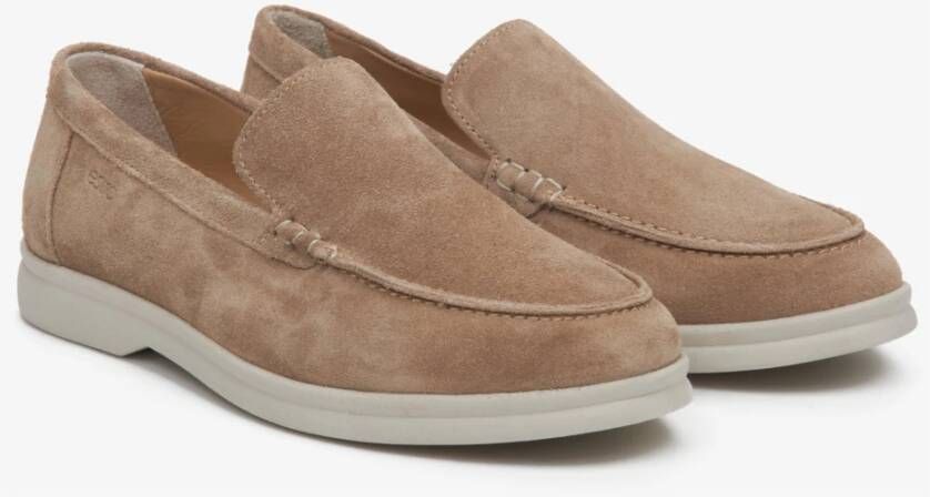 Estro Dames Lichtbruine Natuurlijke Velours Loafers Er00113445 Brown Dames