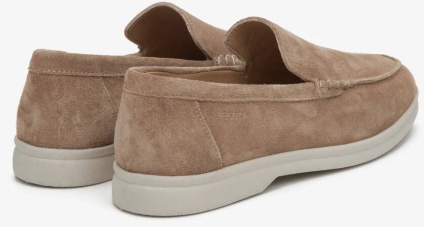 Estro Dames Lichtbruine Natuurlijke Velours Loafers Er00113445 Brown Dames