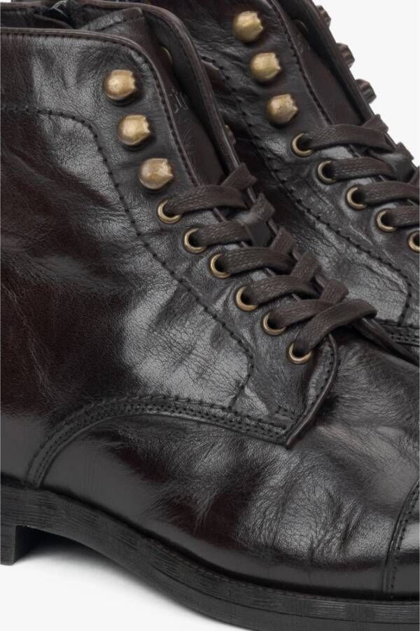 Estro Saddle Brown leren veterlaarsjes