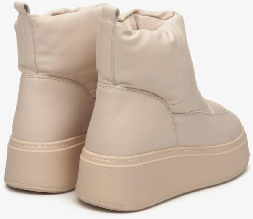 Estro Dames Beige Sneeuwlaarzen gemaakt van Echt Leer Er00112428 Beige Dames