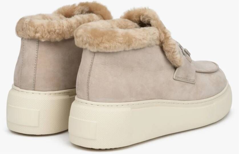 Estro Dames Beige Enkellaarzen gemaakt van Echt Velours Er00112119 Beige Dames