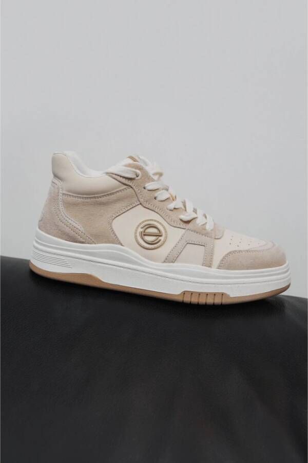 Estro Dames Beige & Witte High-Top Sneakers gemaakt van Leer en Suède Er00114290 Beige Dames