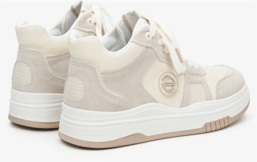 Estro Dames Beige & Witte High-Top Sneakers gemaakt van Leer en Suède Er00114290 Beige Dames