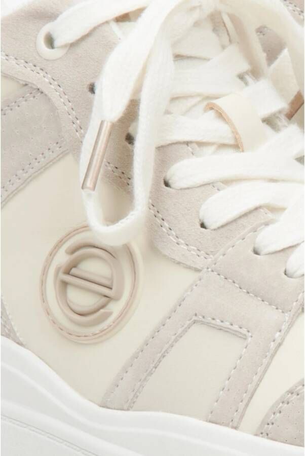 Estro Dames Beige & Witte High-Top Sneakers gemaakt van Leer en Suède Er00114290 Beige Dames