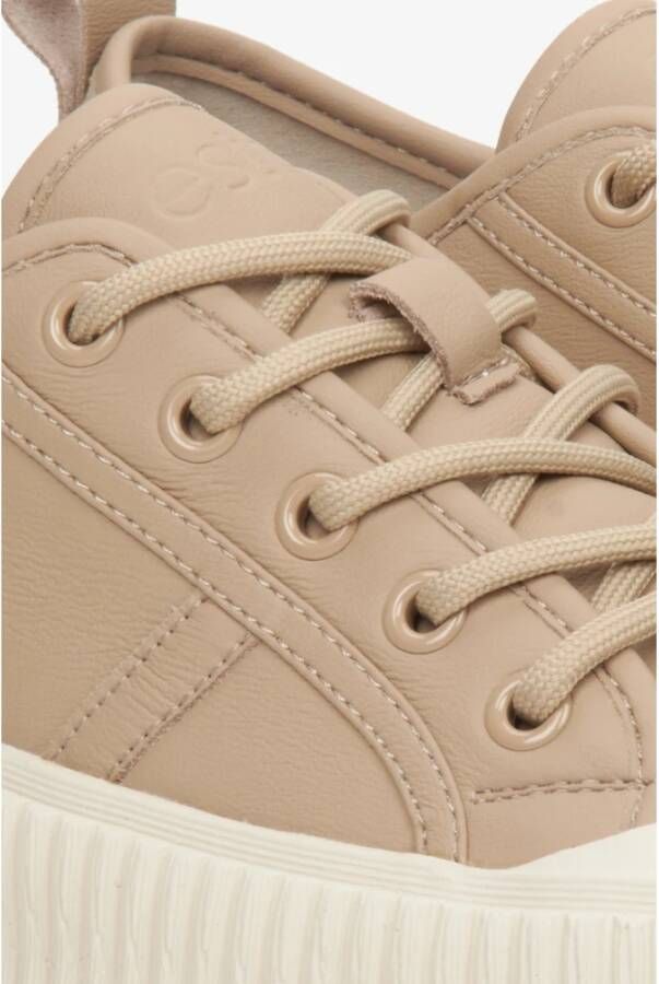 Estro Dames Beige Lage Sneakers gemaakt van Echt Leer Er00112706 Beige Dames