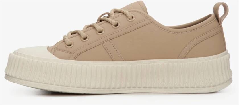Estro Dames Beige Lage Sneakers gemaakt van Echt Leer Er00112706 Beige Dames