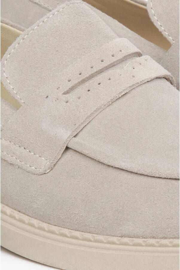 Estro Dames Lichtbeige Velours Penny Loafers Er00114530 Beige Dames