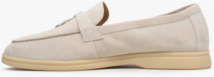 Estro Dames Crème Beige Kwast Loafers gemaakt van Velours Er00114716 Beige Dames