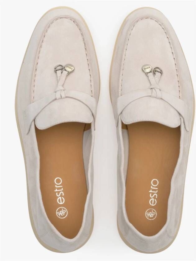 Estro Dames Crème Beige Kwast Loafers gemaakt van Velours Er00114716 Beige Dames