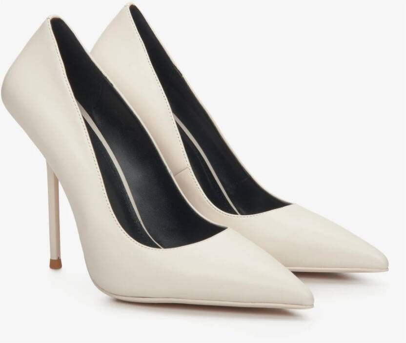 Estro Dames Licht Beige Leren Pumps Met Puntige Neus Er00112676 Beige Dames